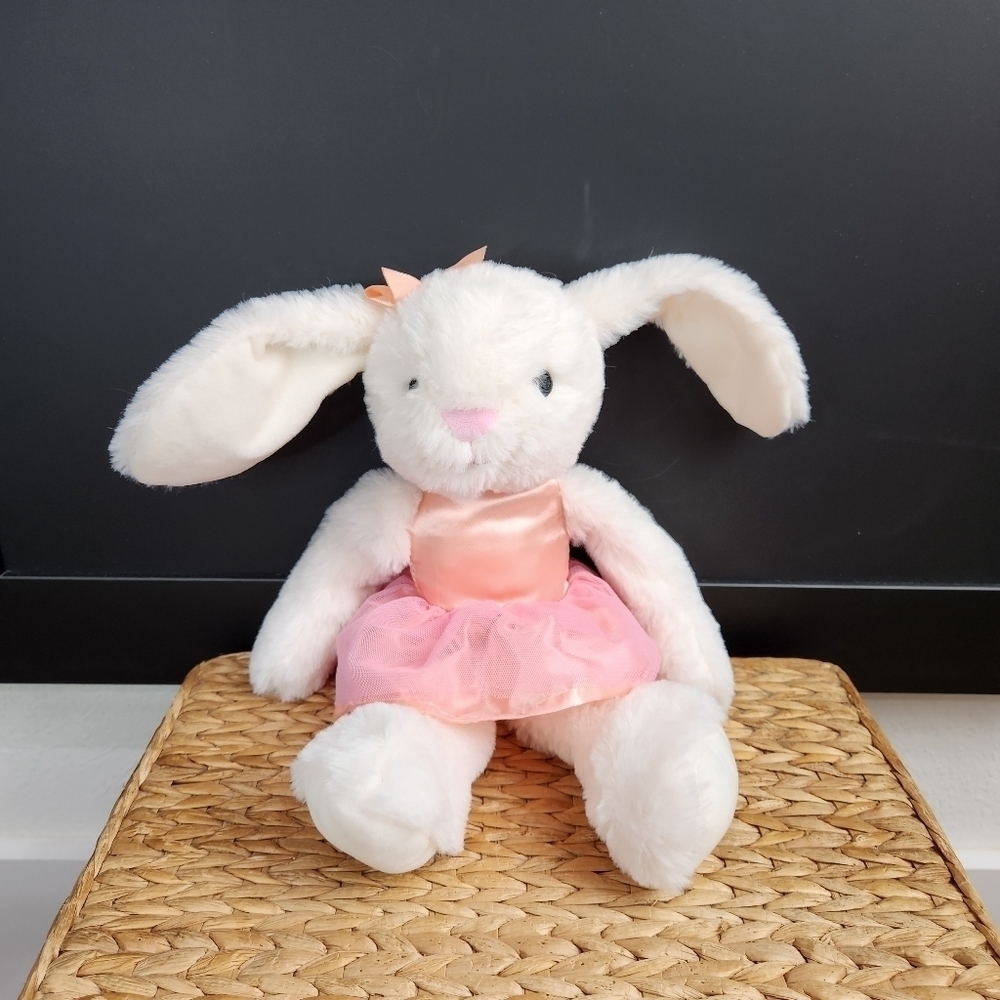 KELLYTOY RATTLE  EASTER WHITE BUNNY RABBIT 13" PLUSH TOY LOVEY